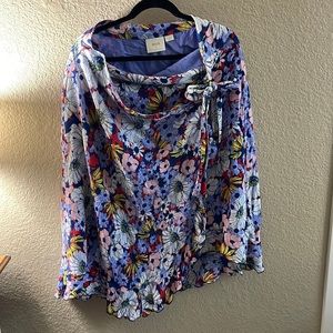 Floral wrap shirt.